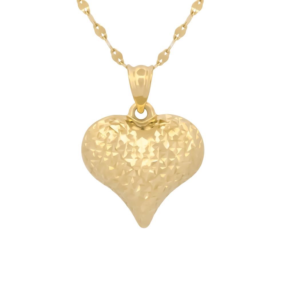 Cadena Gargantilla Corazon Facetado 1.3 Cm Oro Amarillo 10k