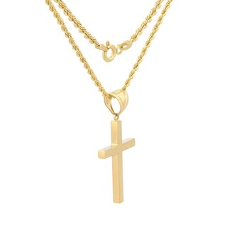 Foto 3 | Cadena Y Dije Cruz Lisa 3.0 Cm Oro Sólido 10k