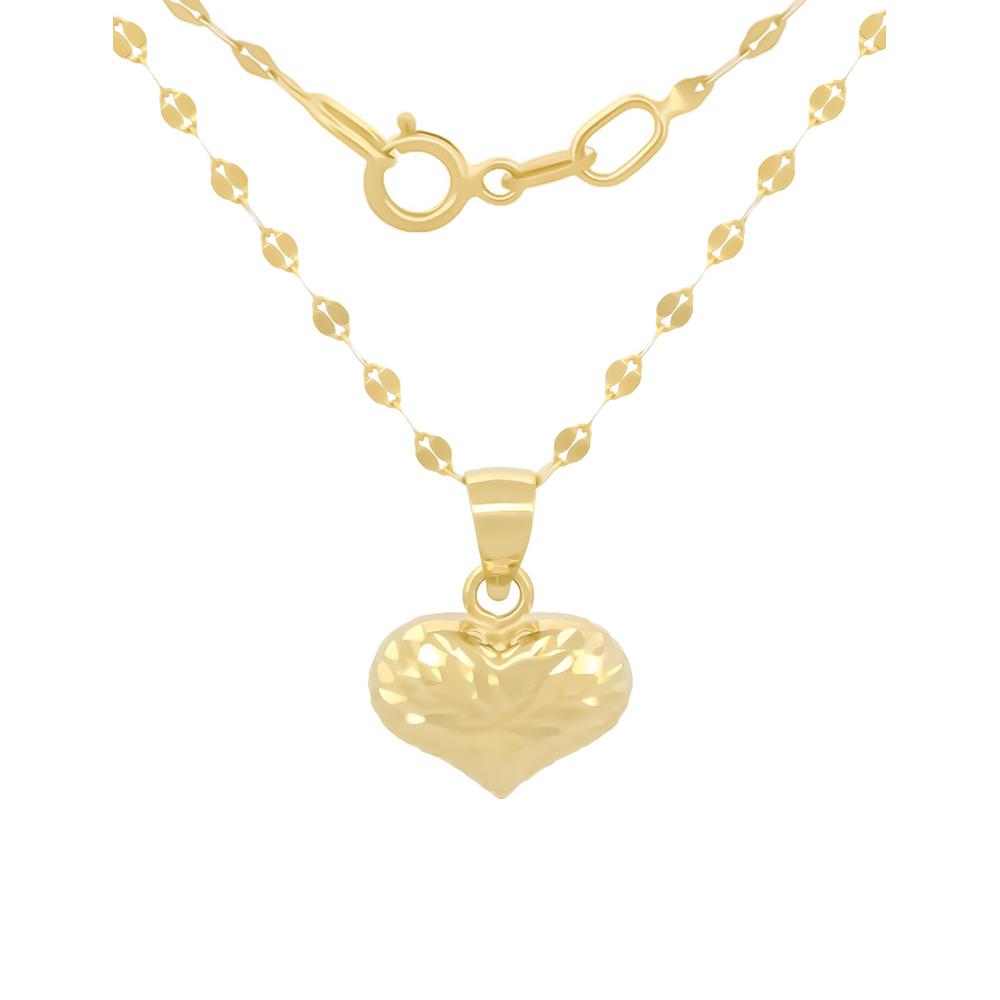 Foto 3 pulgar | Cadena Gargantilla Corazón Facetado Mediano Oro Amarillo Sólido 14k