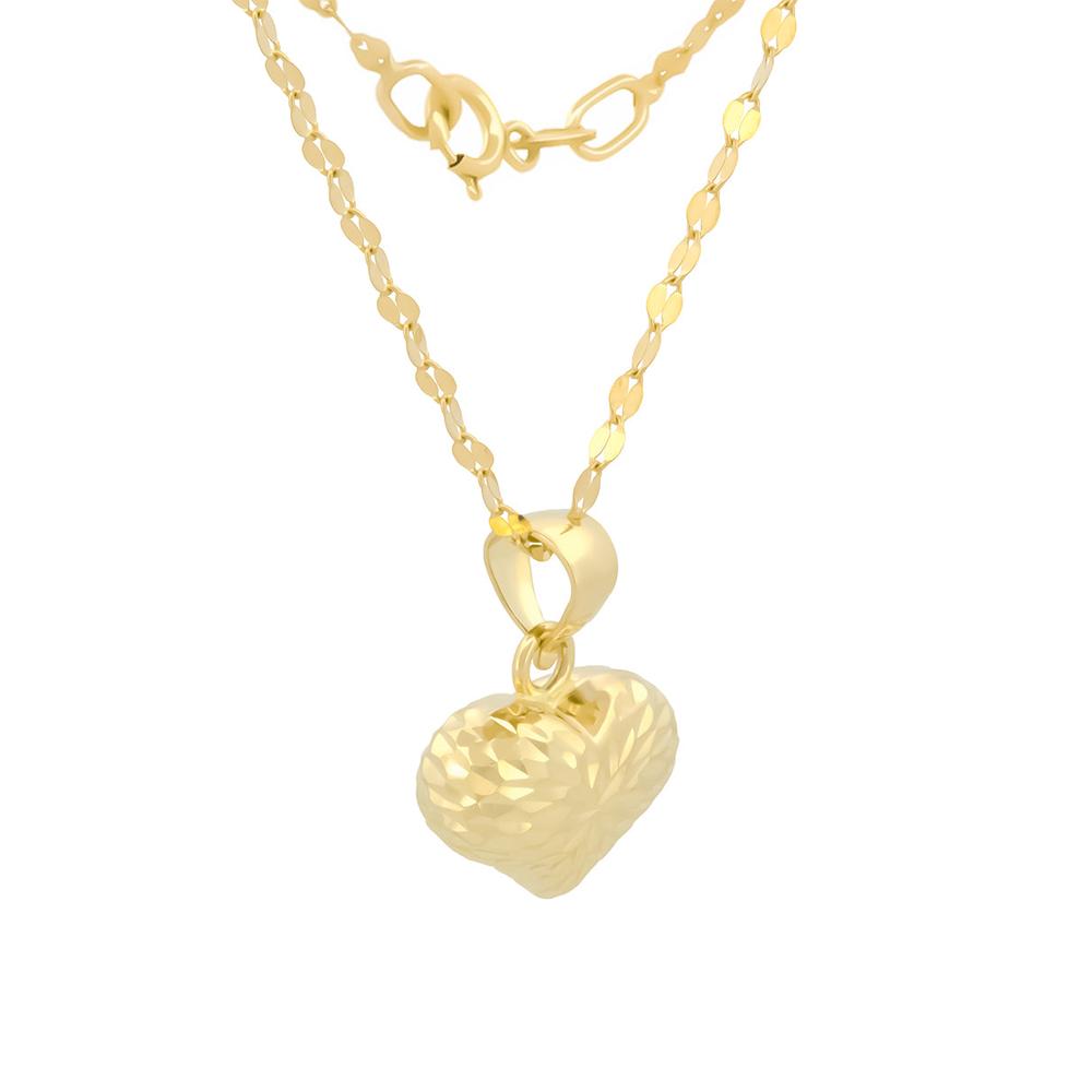 Foto 4 pulgar | Cadena Gargantilla Corazón Facetado Mediano Oro Amarillo Sólido 14k