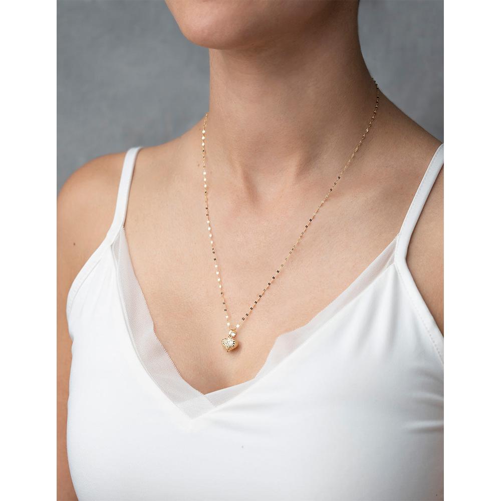 Foto 5 | Cadena Gargantilla Corazón Facetado Mediano Oro Amarillo Sólido 14k