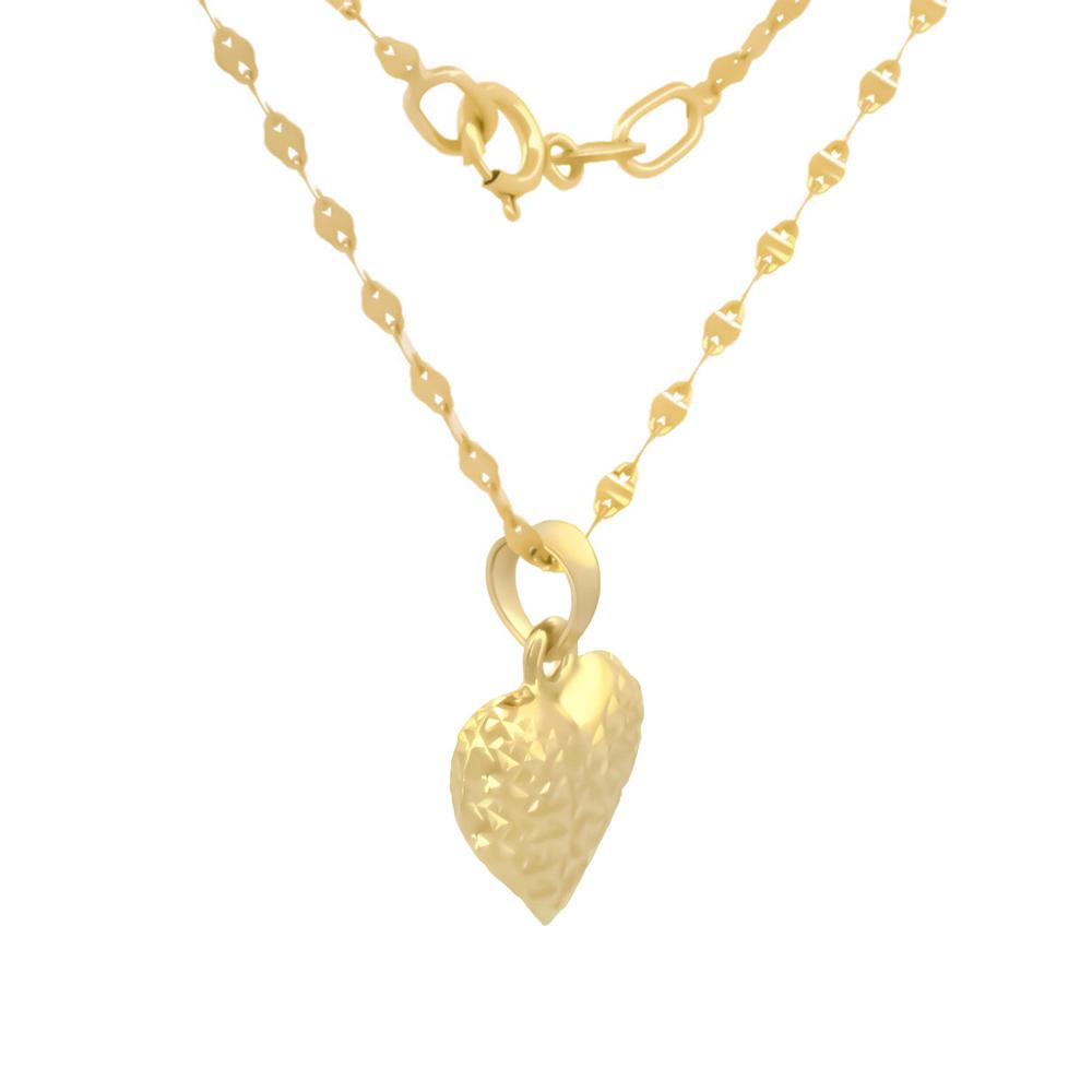Foto 4 pulgar | Cadena Y Dije Corazon Facetado Oro Solido 10k