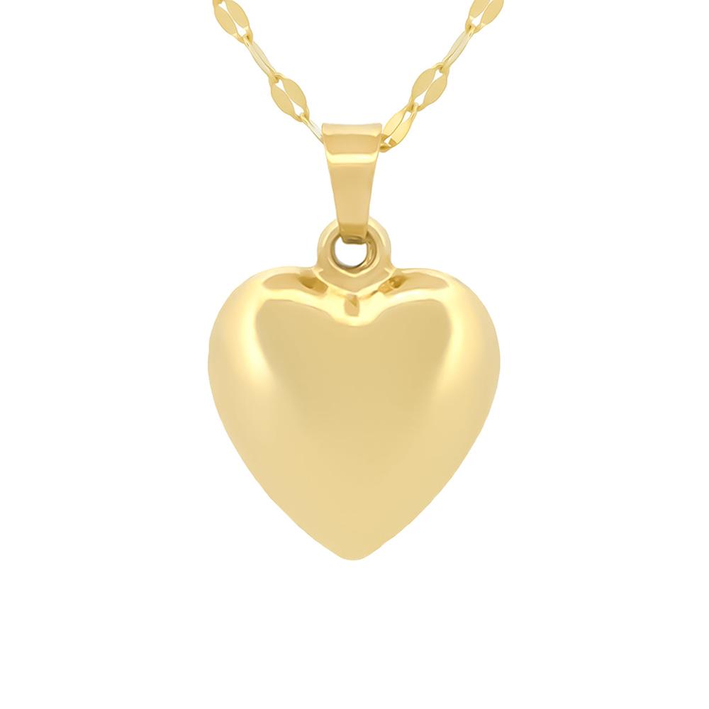 Foto 2 pulgar | Gargantilla Corazon Mediano Liso 1.2 Cm Oro Sólido 14k