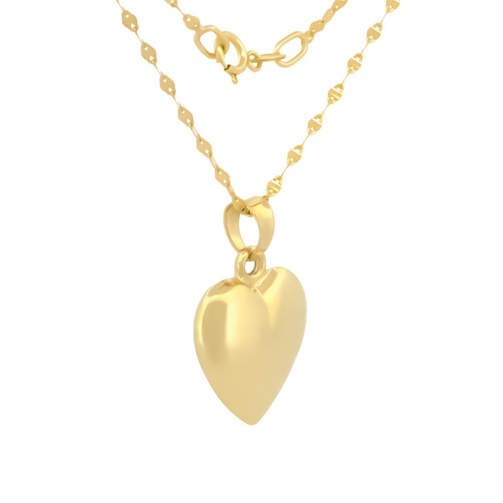 Foto 4 pulgar | Gargantilla Corazon Mediano Liso 1.2 Cm Oro Sólido 14k