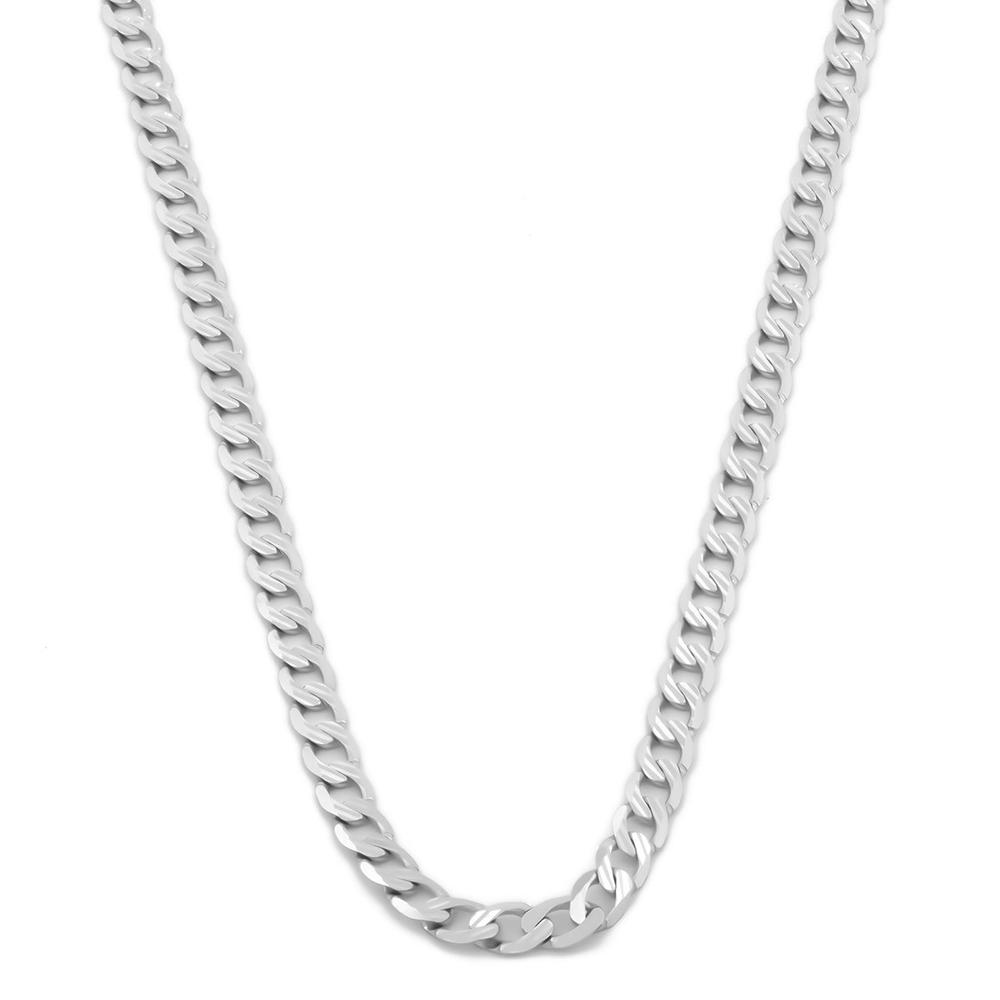 Cadena Barbada 60 Cm 3 Mm Oro Blanco Sólido 14k