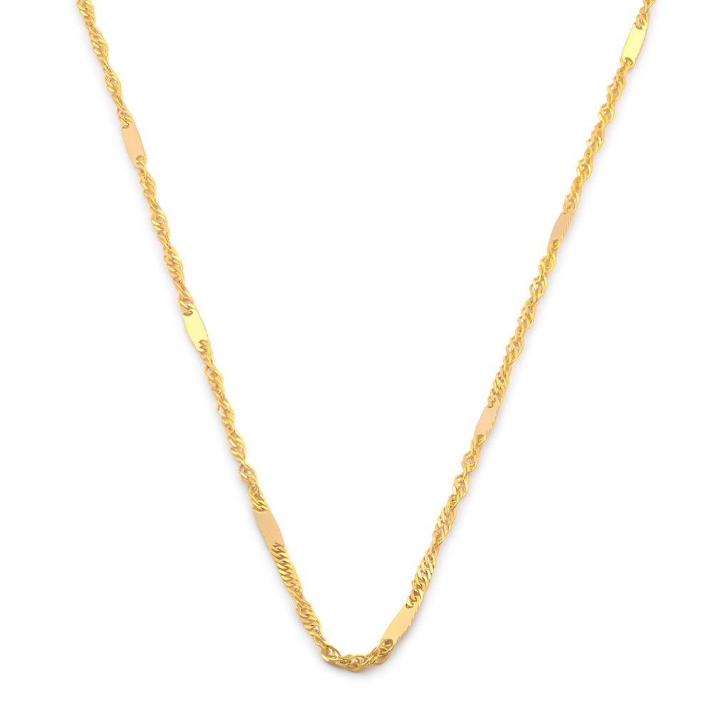 Foto 2 pulgar | Cadena Estilo Singapur Oro Italiano Sólido 14k 35 Cm