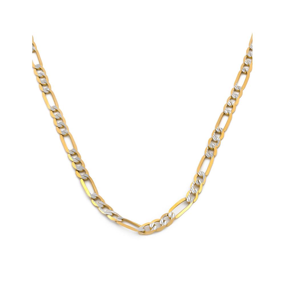 Cadena Figaro Diamantada 2.5 Mm 65 Cm Oro Sólido 14k