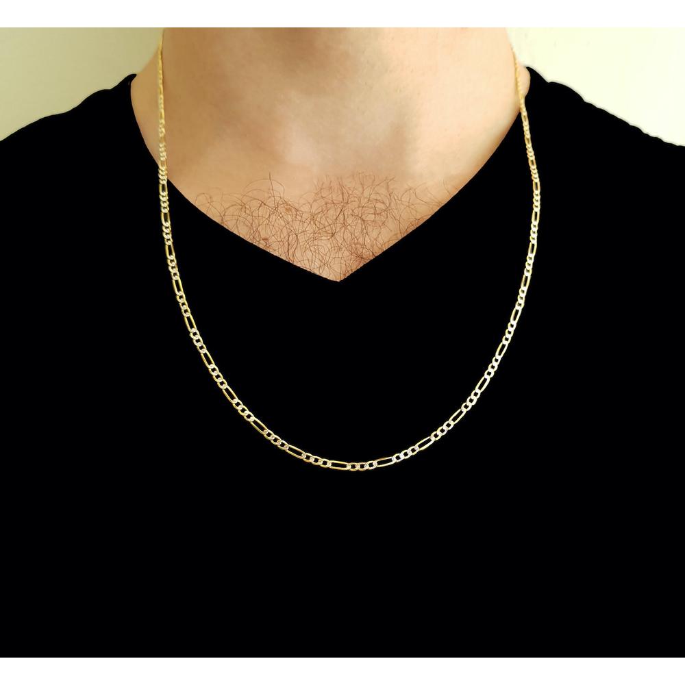 Foto 5 | Cadena Figaro Diamantada 2.5 Mm 65 Cm Oro Sólido 14k