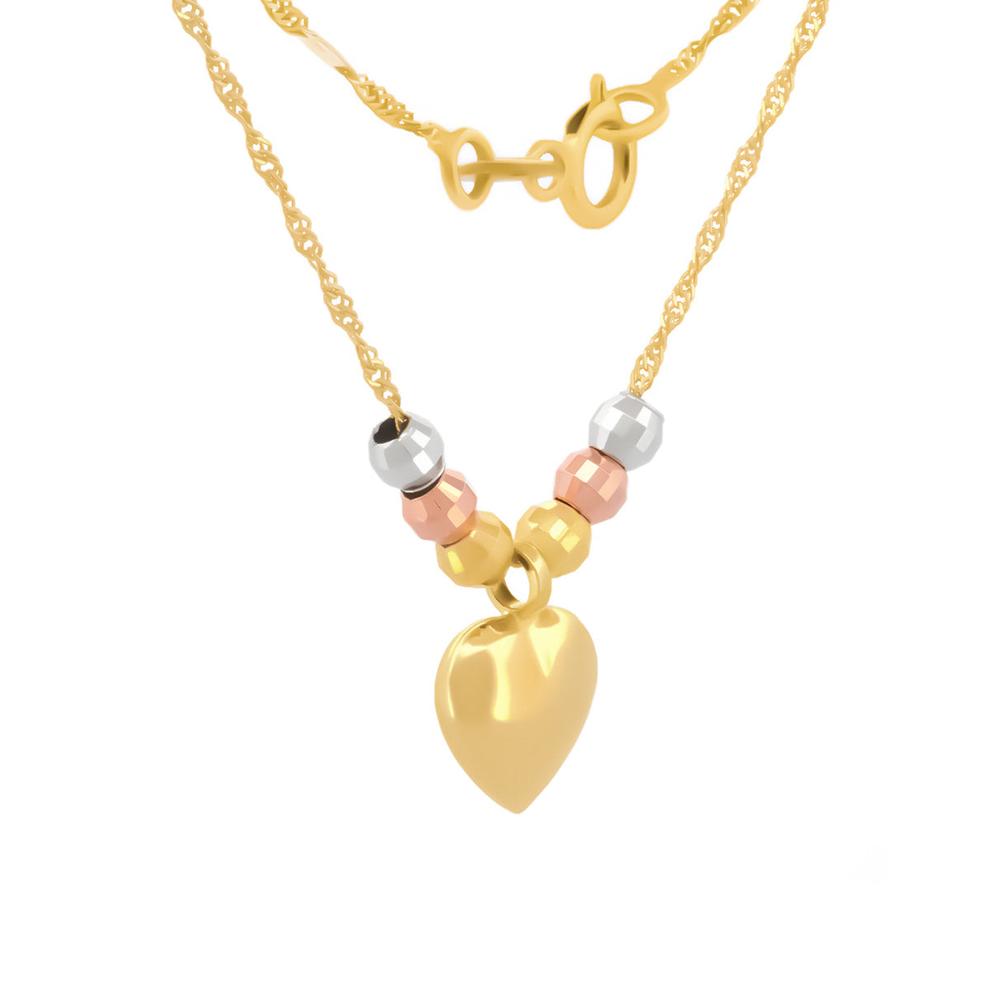 Foto 3 pulgar | Cadena Gargantilla Dama Corazón Bolas Facetadas 3 Oros 10k Sólido