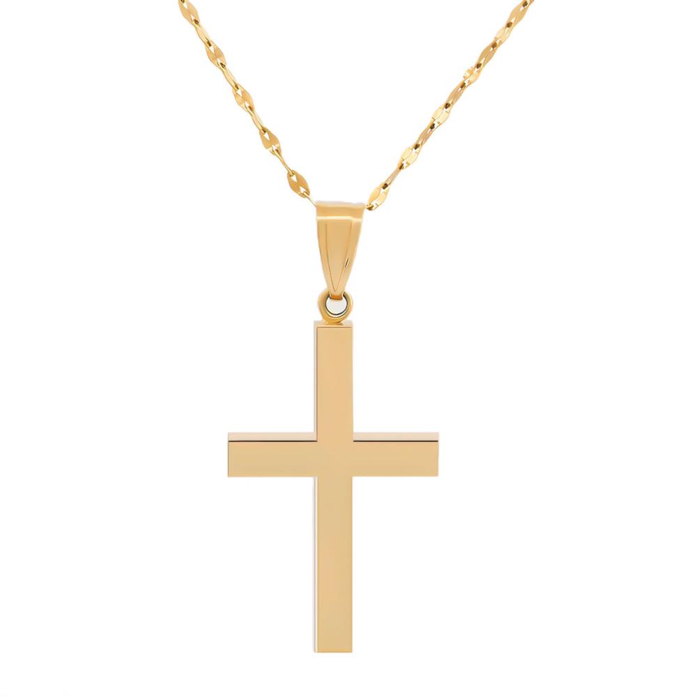 Cadena Dije Cruz Lisa 2.4 Cm Oro 14k