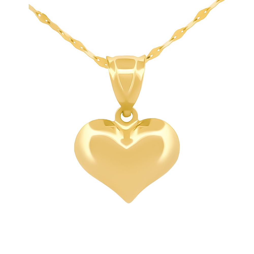 Foto 2 pulgar | Cadena Gargantilla Corazon Mediano Liso 1.1 Cm Oro Amarillo Solido 14k
