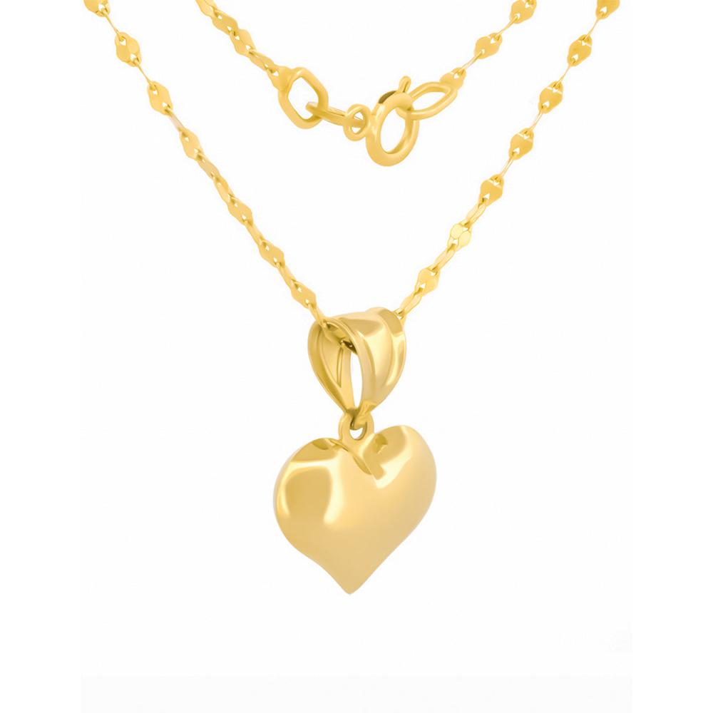 Foto 2 | Cadena Gargantilla Corazon Mediano Liso 1.1 Cm Oro Amarillo Solido 14k