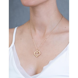 Foto 3 | Cadena Con Dije Corazón Contorno 2 Vistas 2.5 Cm Oro Sólido 14k