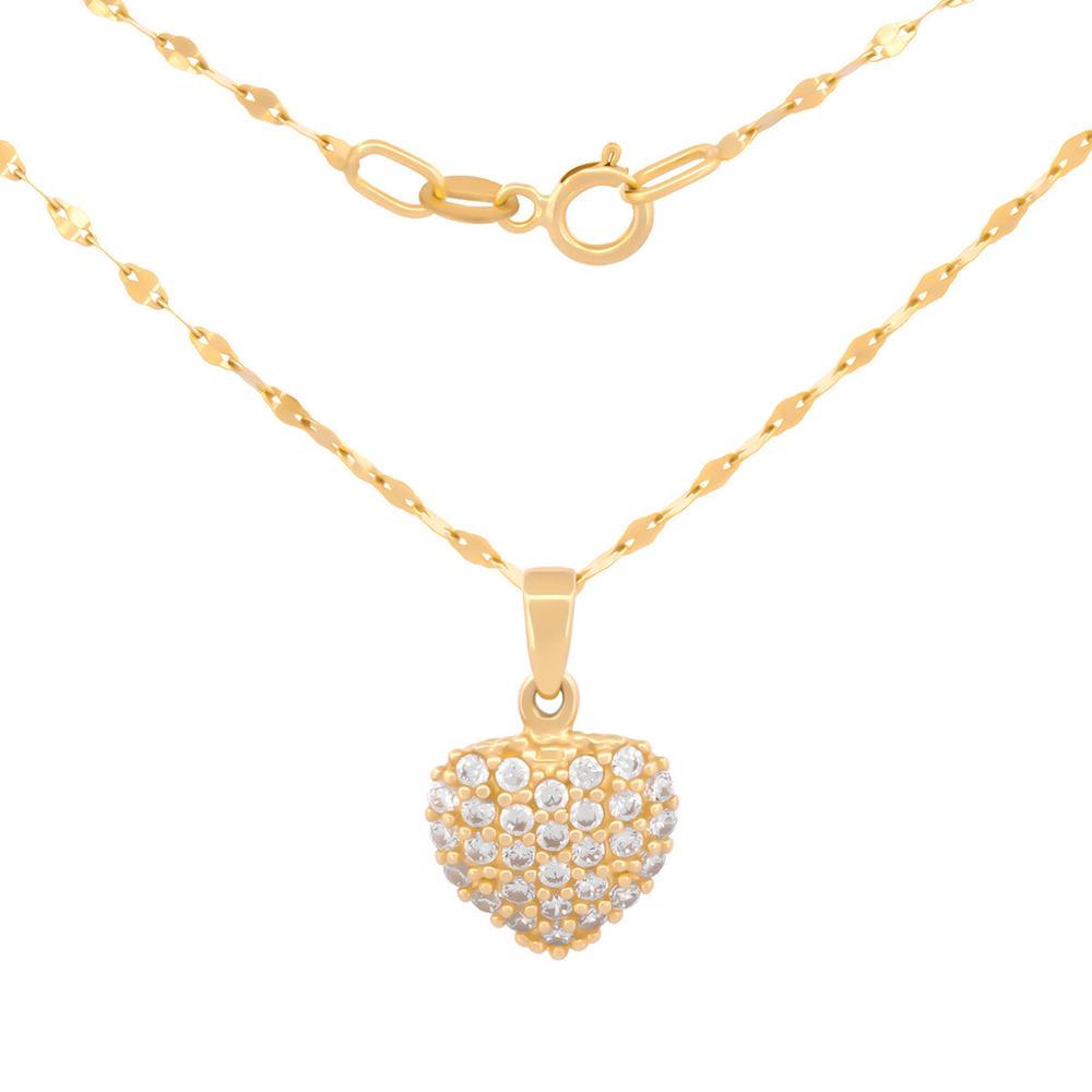 Foto 1 | Cadena Gargantilla Corazón 1 Cm Zirconias Oro Solido 10k
