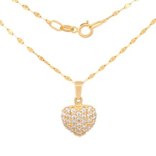 Foto 1 | Cadena Gargantilla Corazón 1 Cm Zirconias Oro Solido 10k