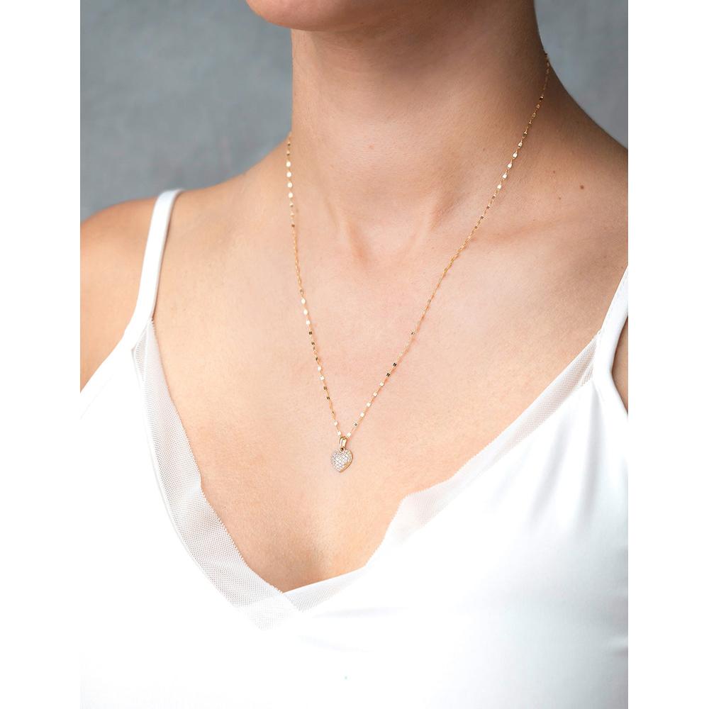 Foto 5 | Cadena Gargantilla Corazón 1 Cm Zirconias Oro Solido 10k