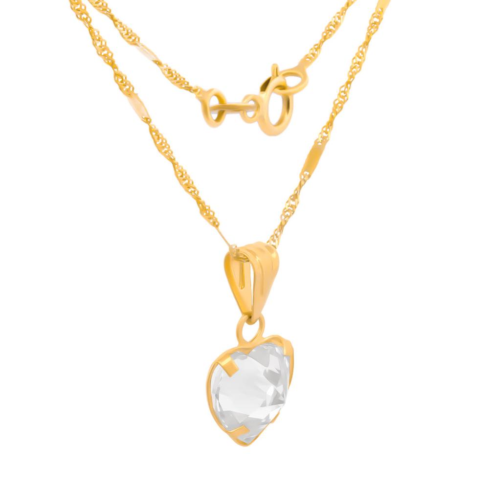 Foto 3 pulgar | Hermosa Cadena Gargantilla Dama Corazón Piedra 8 Mm Oro Sólido 10k