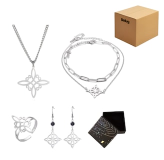Foto 1 | Set Dije Cadena Anillo Aretes Pulsera Nudo De Bruja Celta Plata