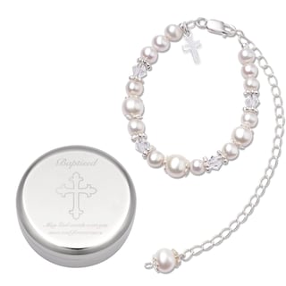 Foto 1 | Pulsera De Plata De Ley Con Forma De Cruz De Bautismo Tryuunion Para Bebé Niña - Venta Internacional.