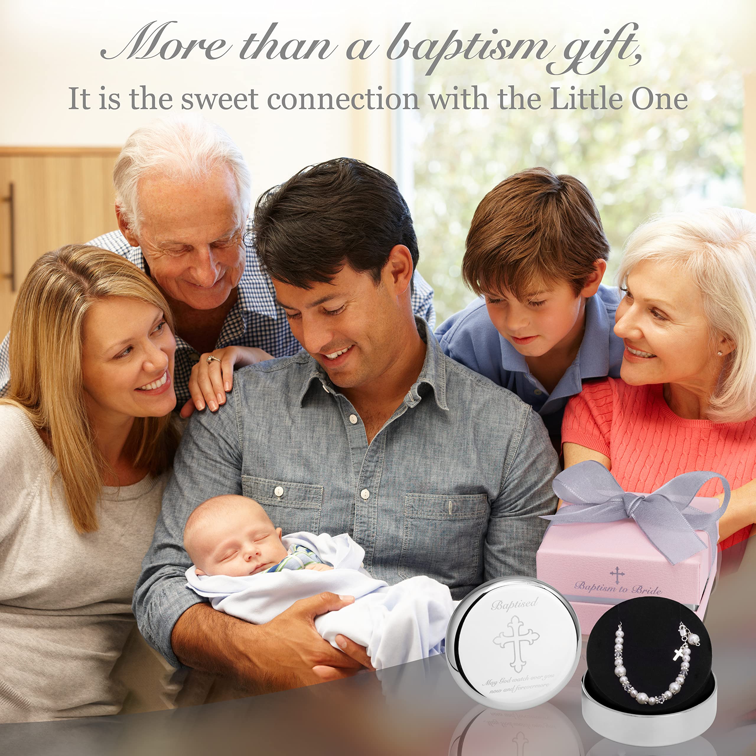 Foto 6 pulgar | Pulsera De Plata De Ley Con Forma De Cruz De Bautismo Tryuunion Para Bebé Niña - Venta Internacional.