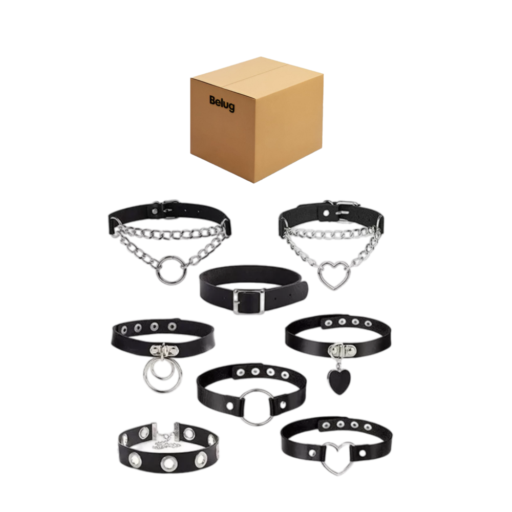 Foto 2 pulgar | Gargantilla Punk Gotico Choker 8 Pzs. Belug Negro/plata