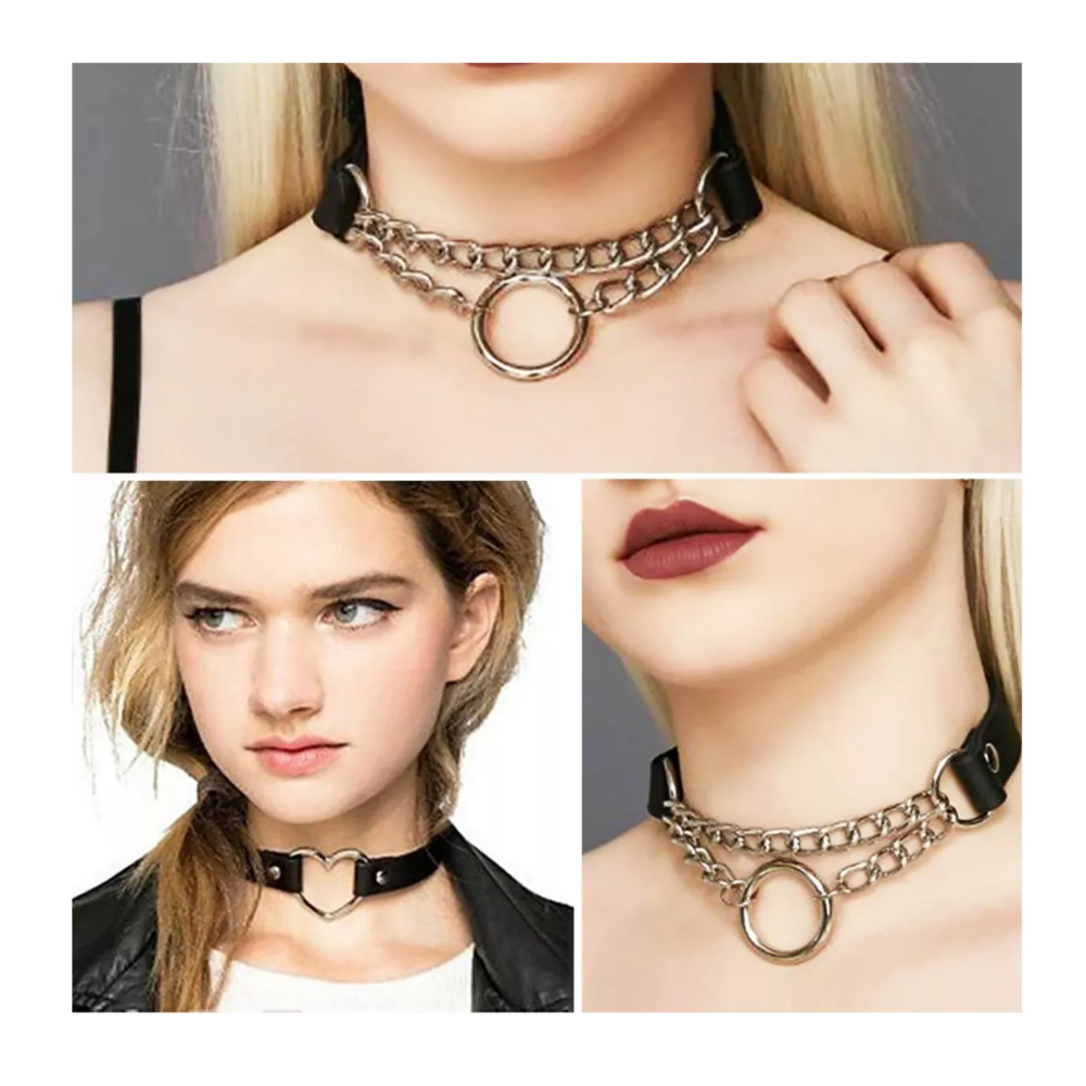 Foto 5 pulgar | Gargantilla Punk Gotico Choker 8 Pzs. Belug Negro/plata