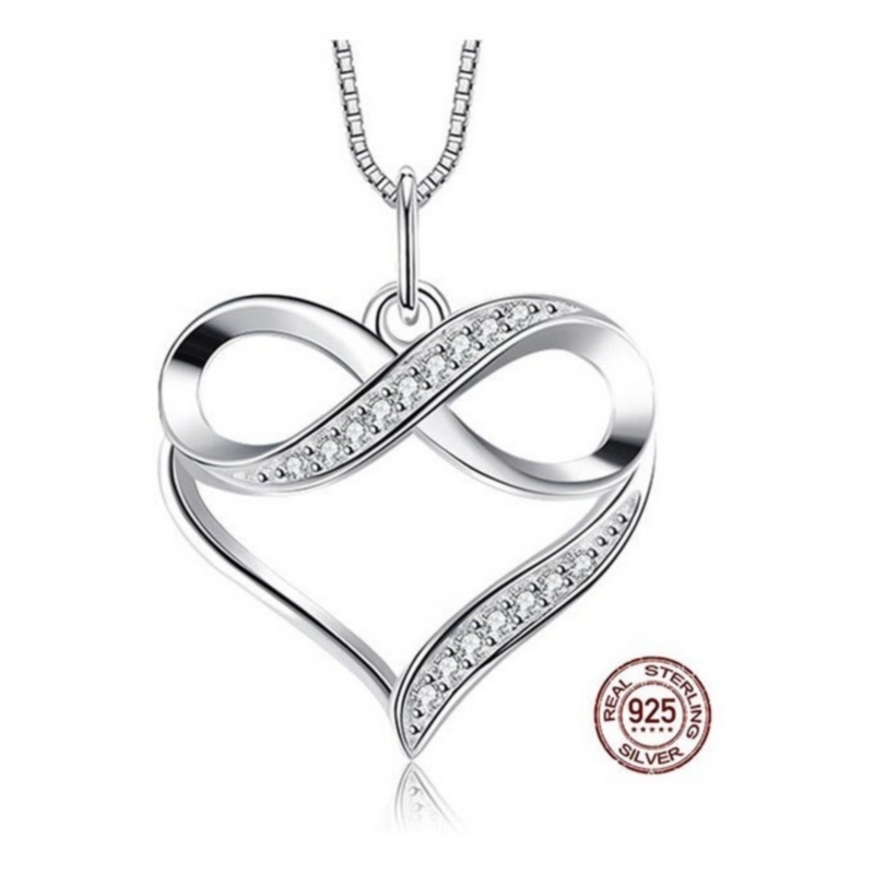 Foto 2 pulgar | Colgante Infinite De Plata 925 En Forma De Corazón Para Mujer - Venta Internacional.