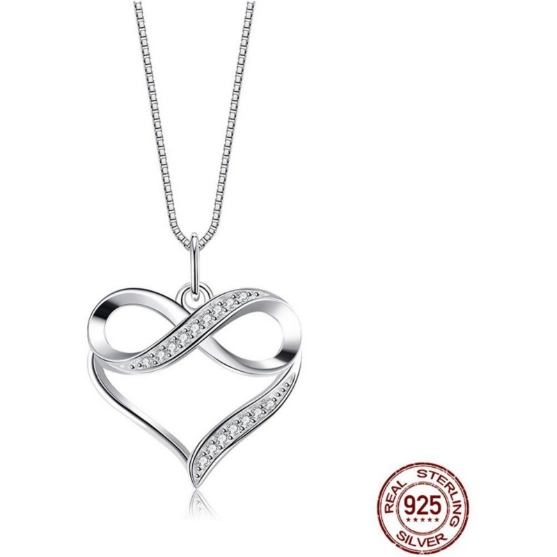 Foto 4 pulgar | Colgante Infinite De Plata 925 En Forma De Corazón Para Mujer - Venta Internacional.