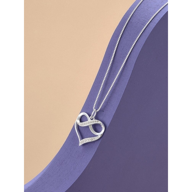 Foto 5 pulgar | Colgante Infinite De Plata 925 En Forma De Corazón Para Mujer - Venta Internacional.