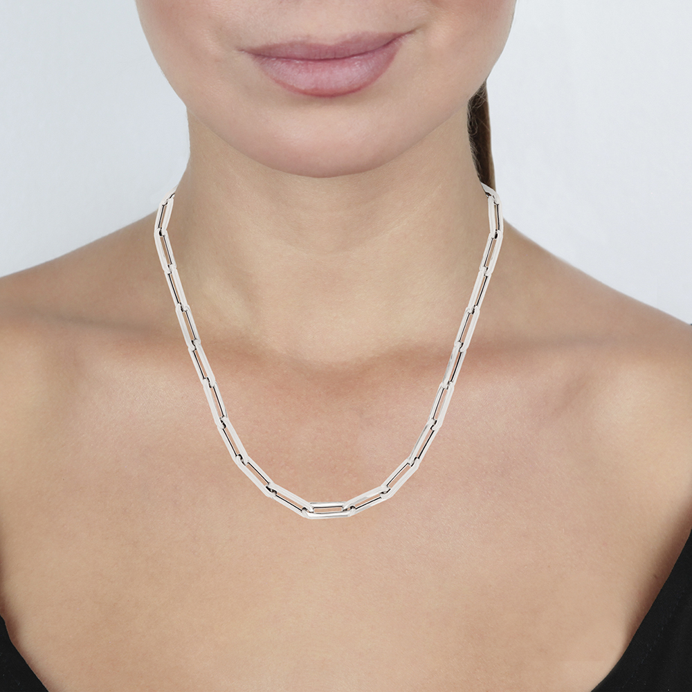 Foto 5 pulgar | Gargantilla Zekie 7053 Oro 14k Blanco 45 Cms Clip