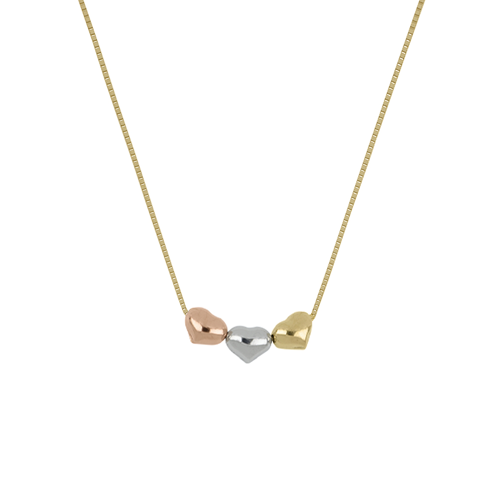 Foto 1 | Gargantilla Zekie 7065 Oro 14k Amarillo 45 Cms Corazones Inflados