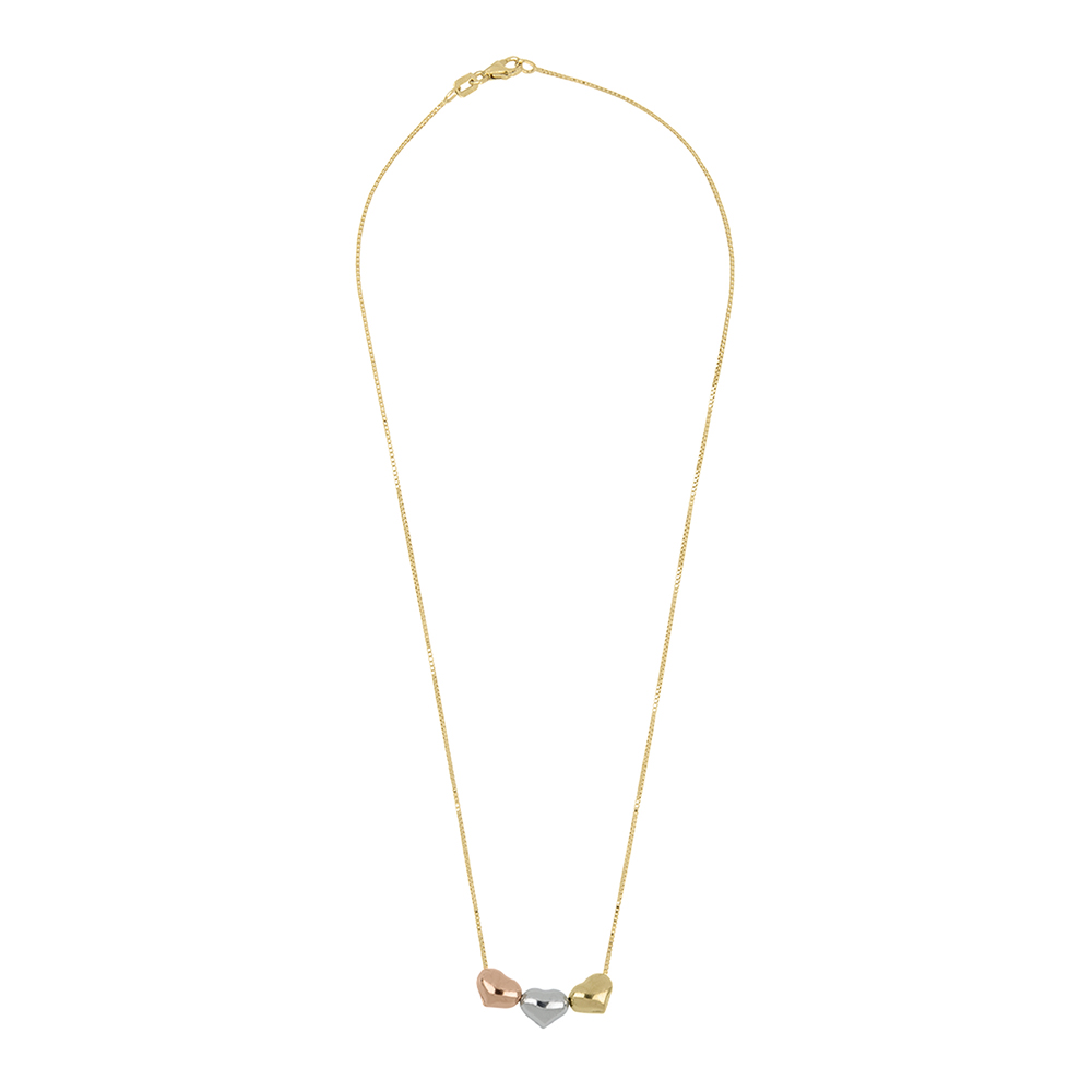 Foto 2 | Gargantilla Zekie 7065 Oro 14k Amarillo 45 Cms Corazones Inflados