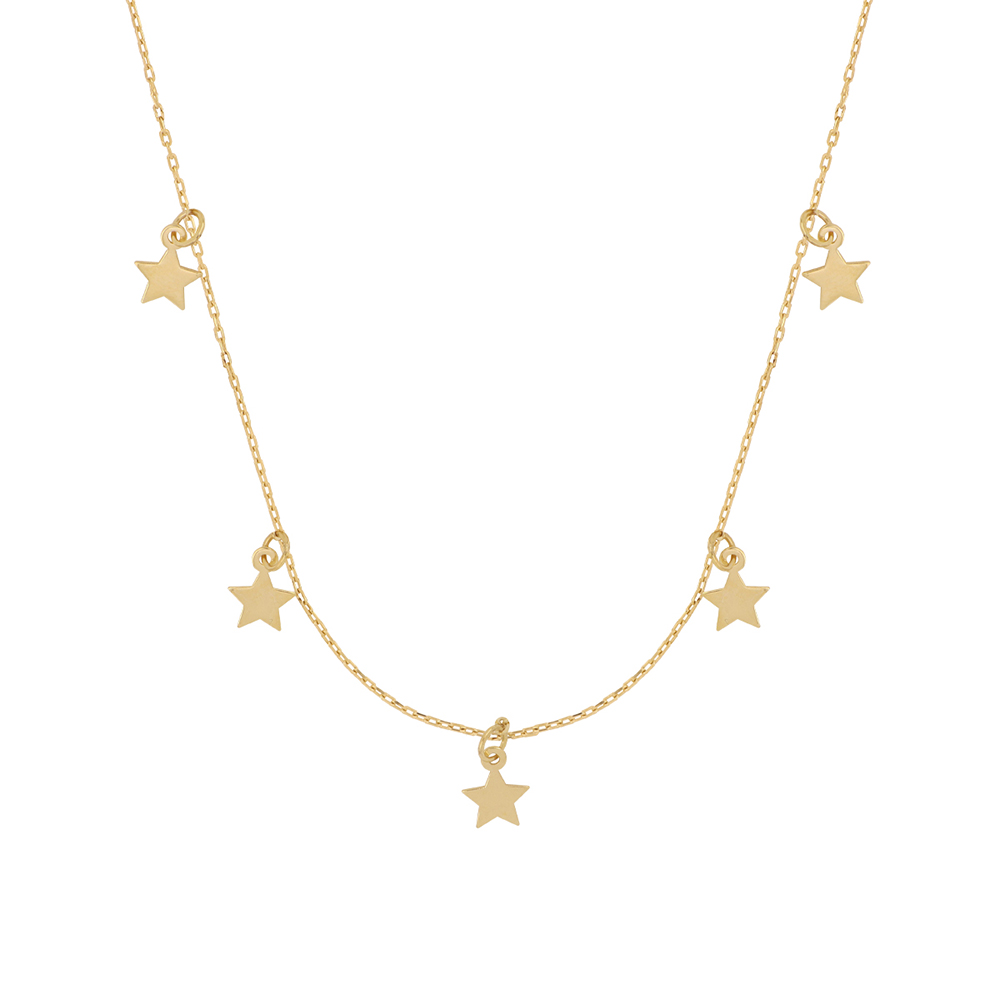 Foto 2 pulgar | Gargantilla Zekie 7157 Oro 10k Amarillo 45 Cms Con Estrellas