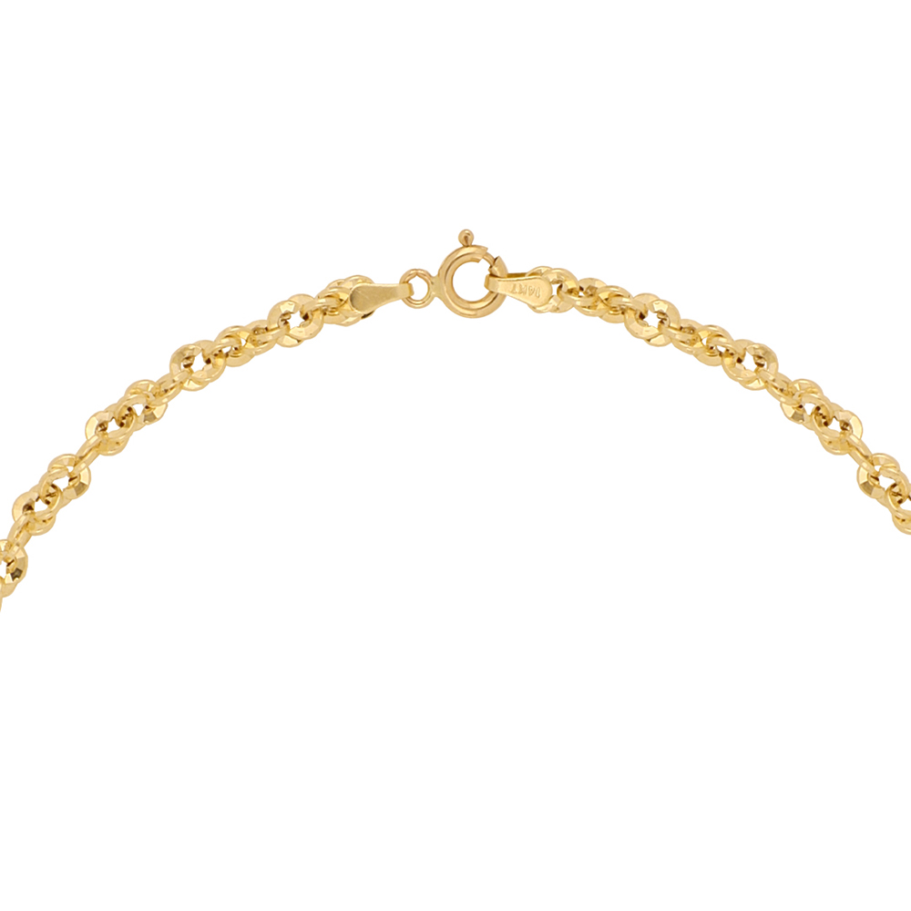 Foto 4 pulgar | Cadena Zekie 7114 Oro 14k Amarillo 45 Cms Torzal Diamantada