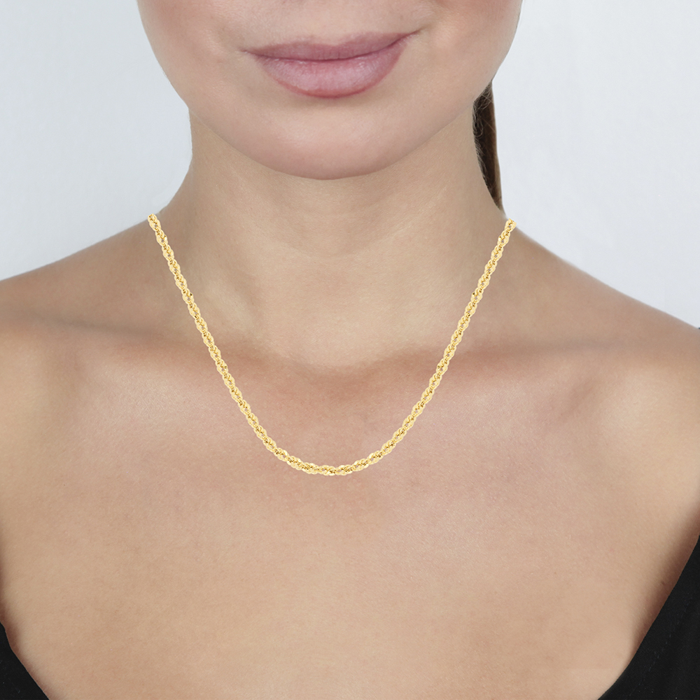 Foto 5 pulgar | Cadena Zekie 7114 Oro 14k Amarillo 45 Cms Torzal Diamantada