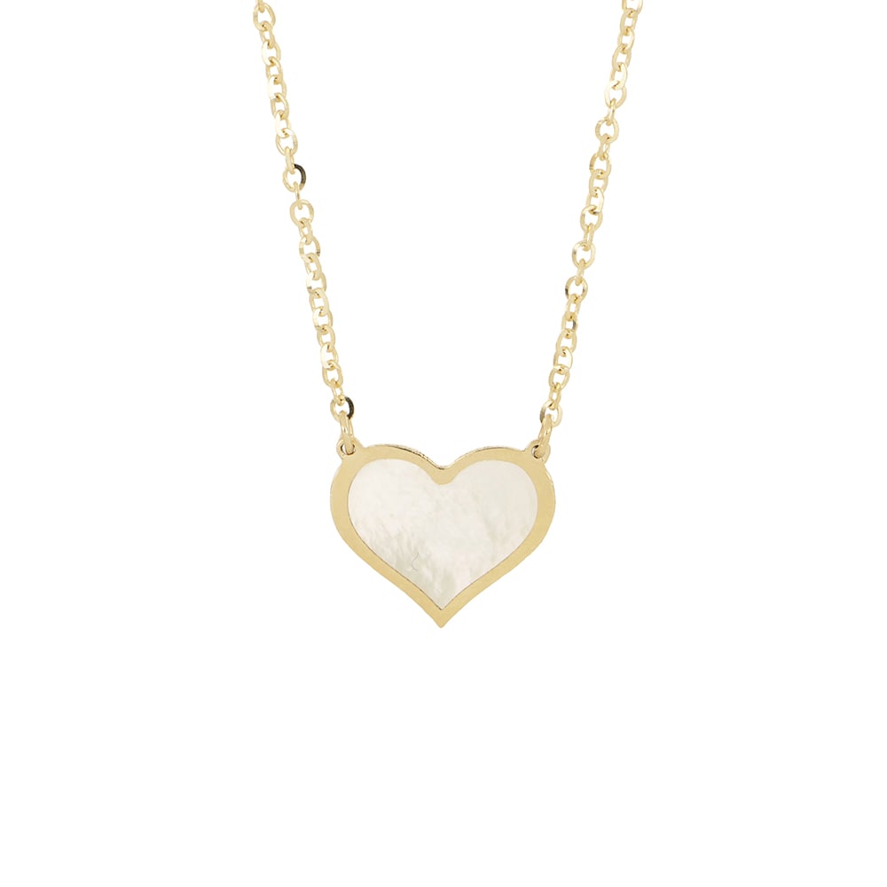 Gargantilla Zekie 7166 Oro 14k Amarillo 45 Cms Corazon Y Madre Perla $4,530