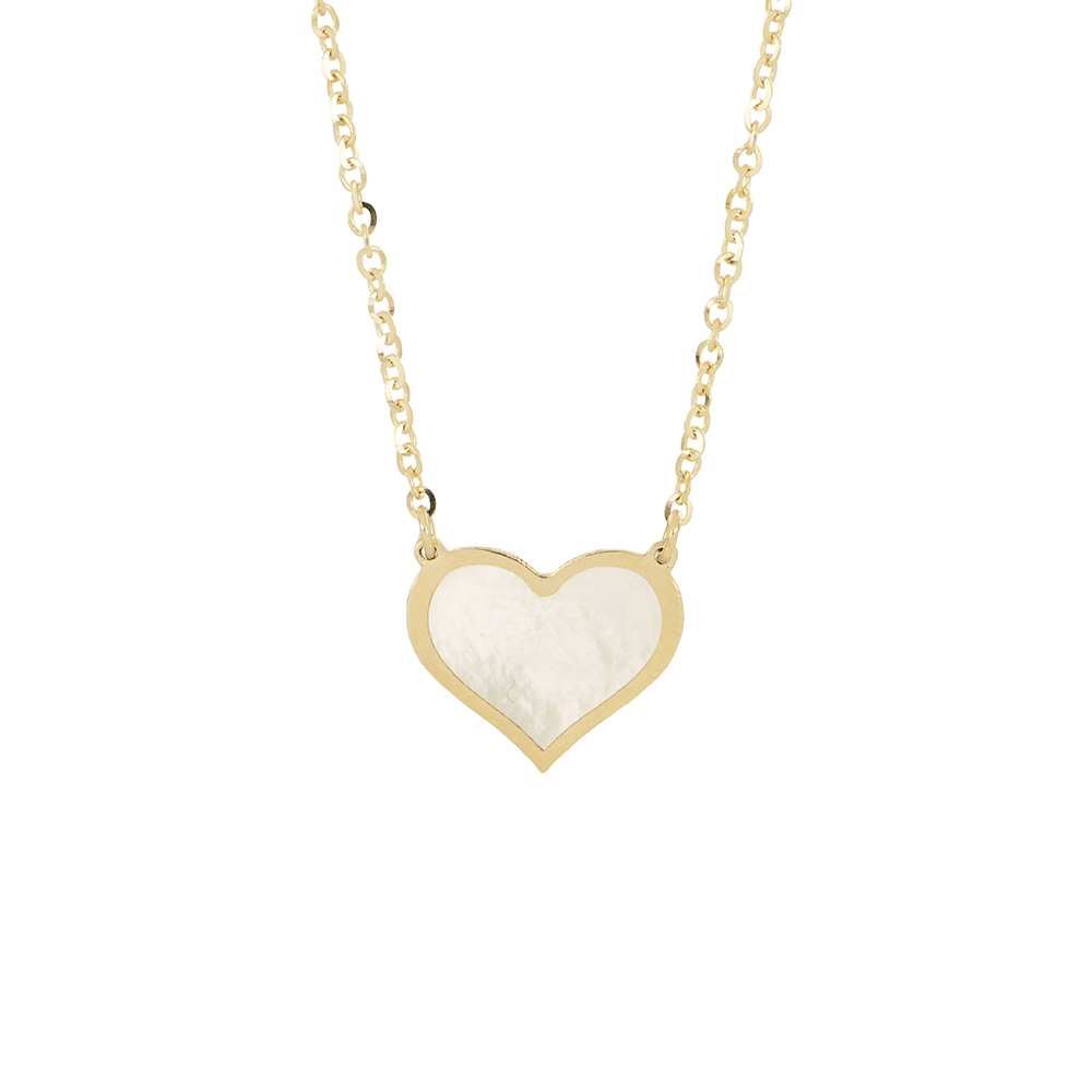 Foto 2 pulgar | Gargantilla Zekie 7166 Oro 14k Amarillo 45 Cms Corazon Y Madre Perla