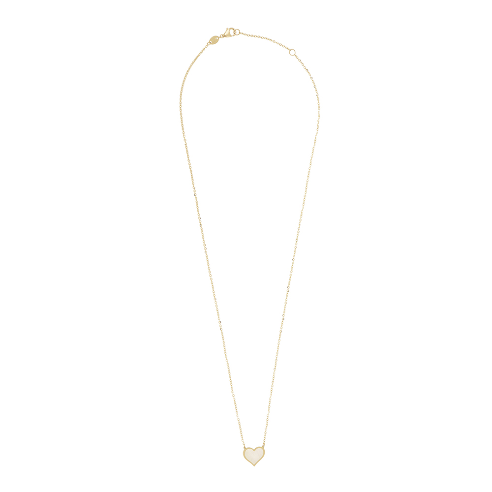 Foto 2 | Gargantilla Zekie 7166 Oro 14k Amarillo 45 Cms Corazon Y Madre Perla