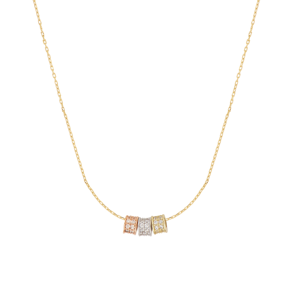 Gargantilla Zekie 7155 Oro 10k Amarillo 45 Cms Aros Con Zirconias