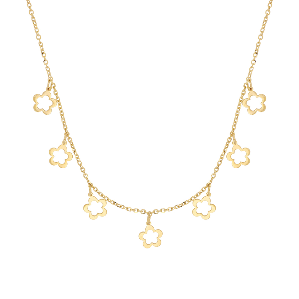 Gargantilla Zekie 7154 Oro 10k Amarillo 45 Cms Flores