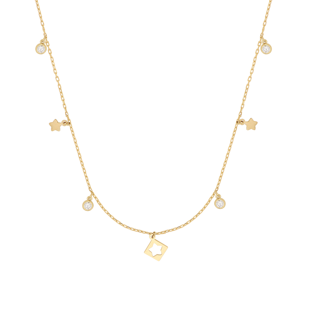 Foto 1 | Gargantilla Zekie 7160 Oro 10k Amarillo 45 Cms Con Estrellas Y Zirconias