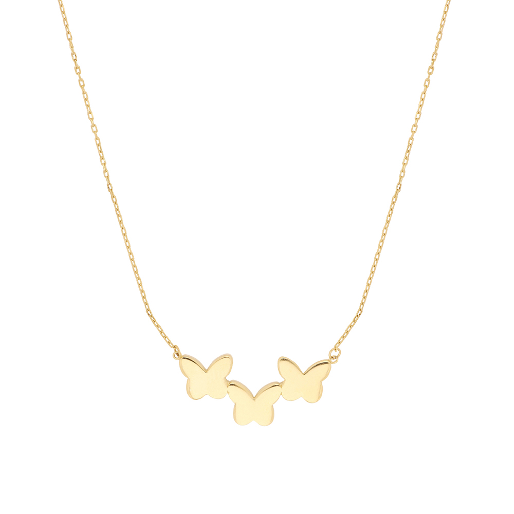 Gargantilla Zekie 7159 Oro 10k Amarillo 45 Cms Con Mariposas