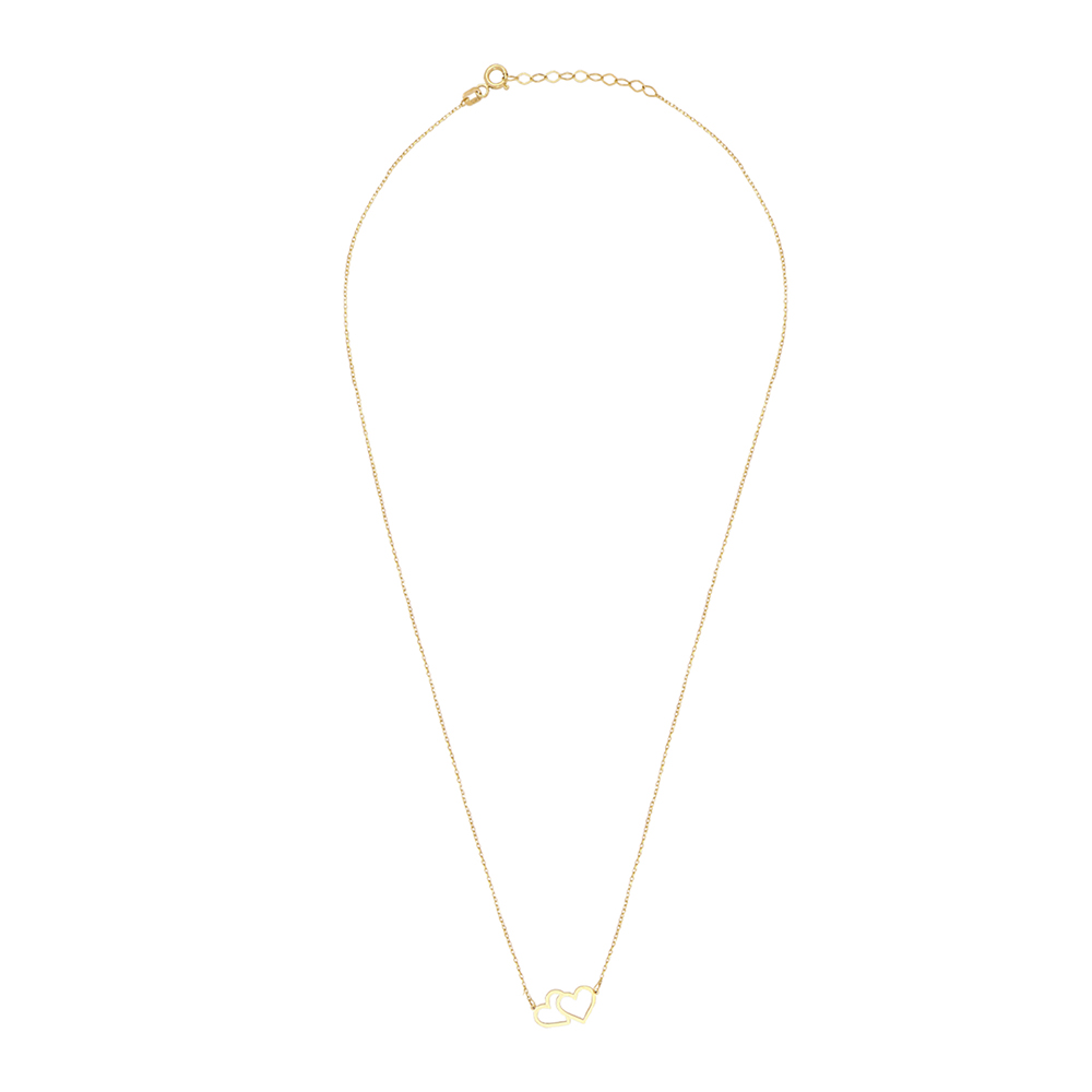 Foto 2 | Gargantilla Zekie 7237 Oro 14k Amarillo 45 Cms. Dos Corazones