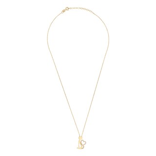 Foto 1 | Gargantilla Zekie 7222 Oro 14k Amarillo 45 Cms Con Centro De Gato Y Corazon