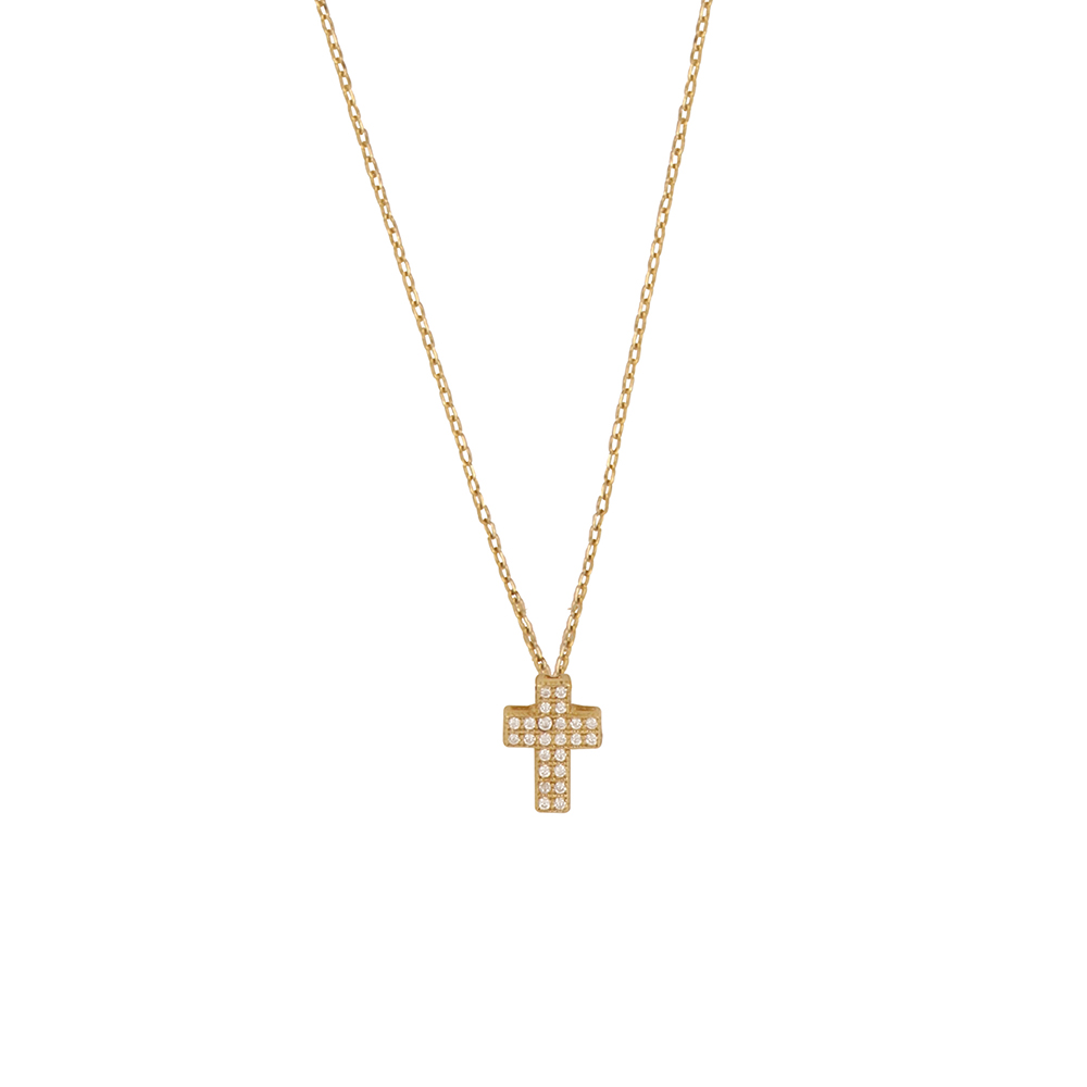 Foto 2 pulgar | Gargantilla Zekie 7226 Oro 14k Amarillo 45 Cms Con Cruz Y Zirconias