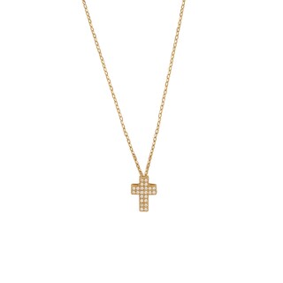 Foto 1 | Gargantilla Zekie 7226 Oro 14k Amarillo 45 Cms Con Cruz Y Zirconias