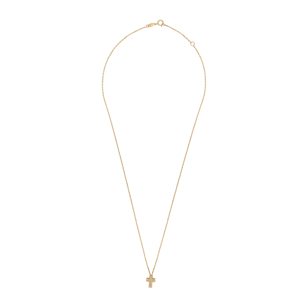Foto 2 | Gargantilla Zekie 7226 Oro 14k Amarillo 45 Cms Con Cruz Y Zirconias