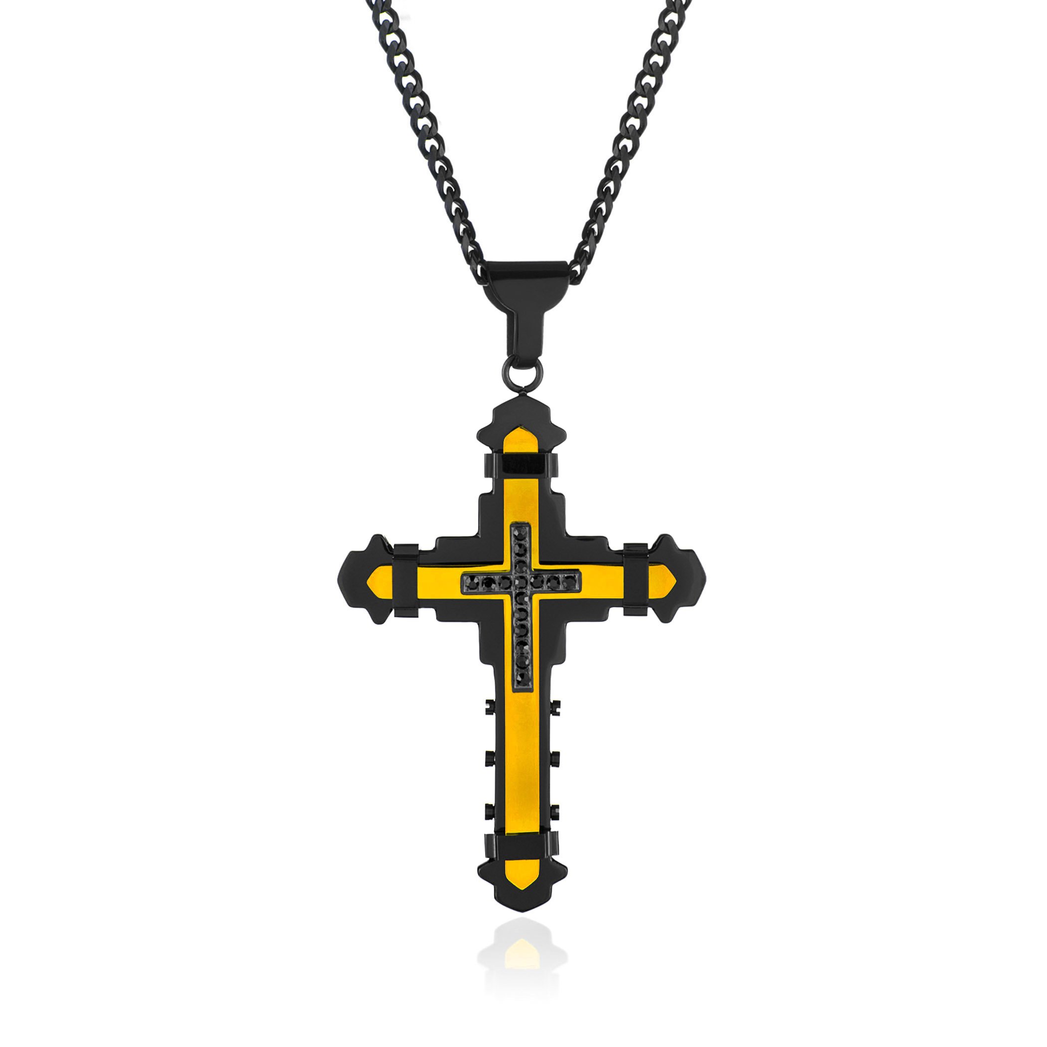 Foto 4 pulgar | Colgante West Coast Jewelry De Acero Inoxidable Chapado En Negro/oro - Venta Internacional.