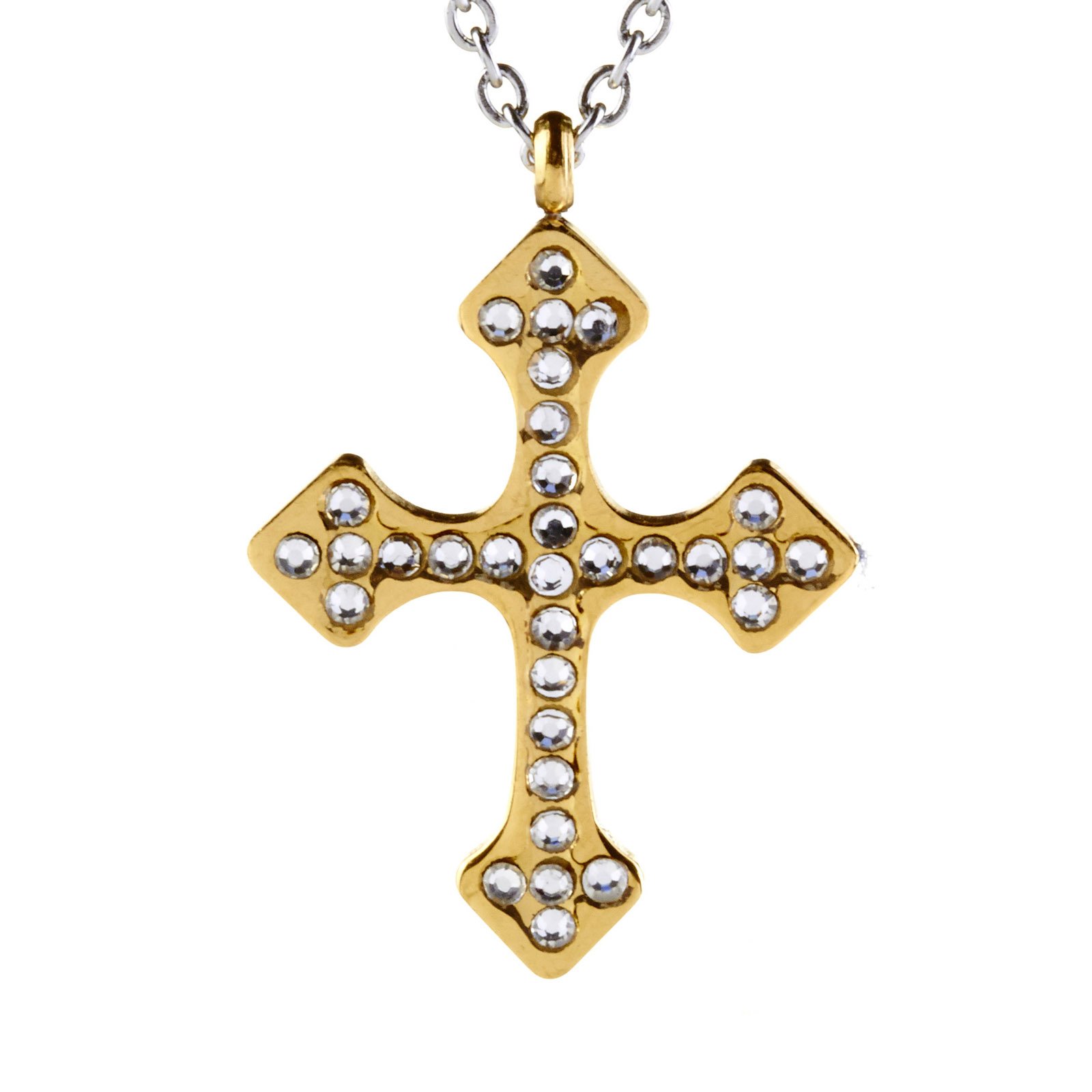 Foto 1 | Collar West Coast Jewelry Con Forma De Cruz De Circonita Bañada En Oro - Venta Internacional.