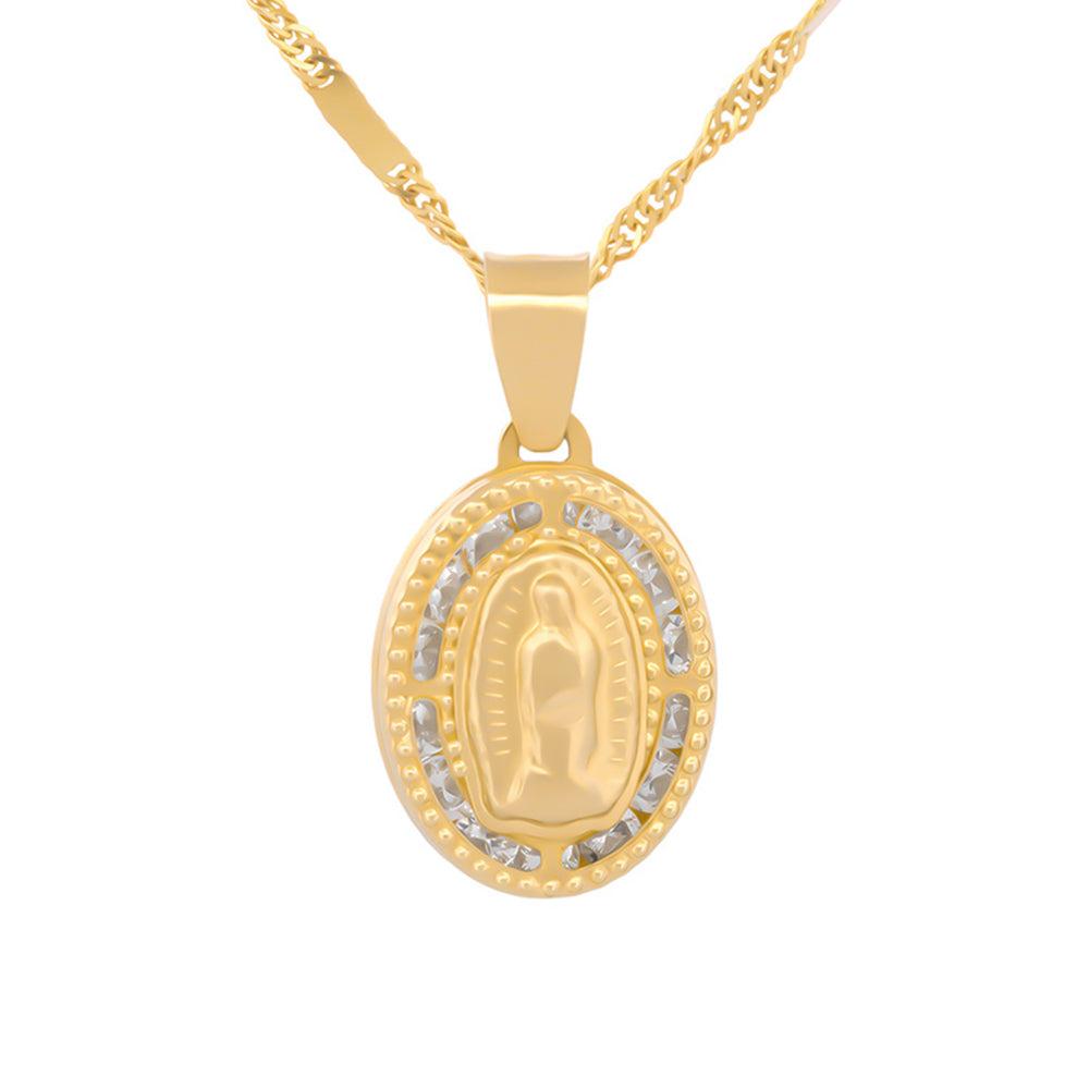 Foto 2 pulgar | Cadena Con Medalla Virgen Bautizo Oro 10k Sólido